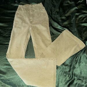 Free People We The Free Olive Green High Waisted Flare Pants